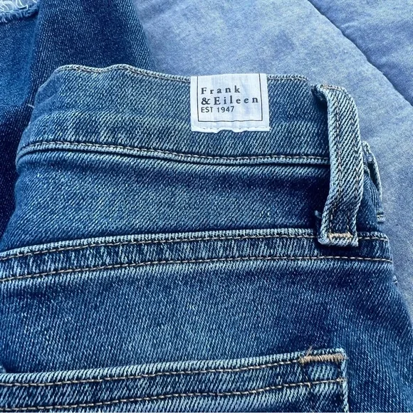 Frank and Eileen Cork Everyday Blue Denim Jeans Straight Crop Raw Hem size 24